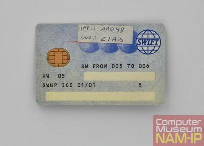 Carte à puce SWIFT - Vue de la face principale de la carte