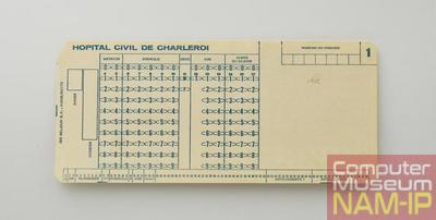 Carte perforée - Vue de la face principale de la carte
